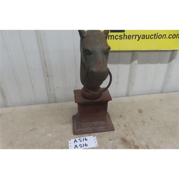 Cast Iron Horse Head Hitching Post 16" Tall 