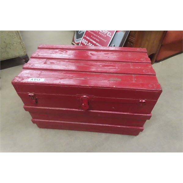 Painted Wooden Travel Trunk 17.5" x 20" x 32" 