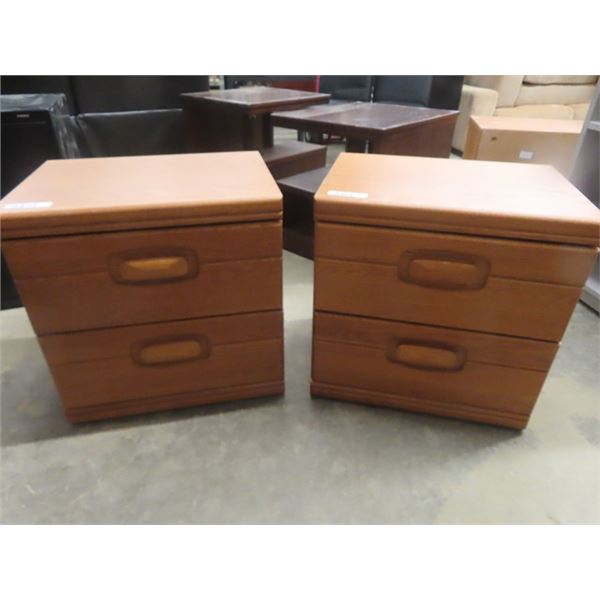 Pair of 2 Drawer Oak Night Tables 18"x 24" x 24" 