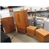 Image 1 : Oak 4 pc Bedroom Suite: 6 Drawer 1 Door Dresser 18" x 35" x 54" , 2 Door 2 Drawer Armoire 21" x 36" 