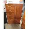 Image 2 : Oak 4 pc Bedroom Suite: 6 Drawer 1 Door Dresser 18" x 35" x 54" , 2 Door 2 Drawer Armoire 21" x 36" 