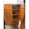 Image 3 : Oak 4 pc Bedroom Suite: 6 Drawer 1 Door Dresser 18" x 35" x 54" , 2 Door 2 Drawer Armoire 21" x 36" 