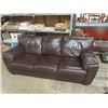 Image 1 : Brown Leather Look Couch 80" Wide