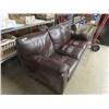 Image 2 : Brown Leather Look Couch 80" Wide
