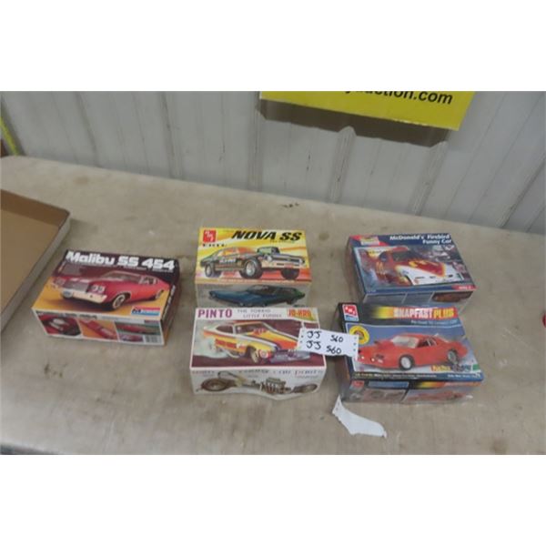 (5) 1:24 Scale Car Models - 2 Factory Sealed ; Malibu SS 454, Nova SS, Pinto, Camaro, McDonalds Fire