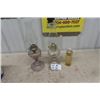 Image 1 : 2 Coal Oil Lamps - Both with Chimney, 1 Peanut Lamp + Oil 