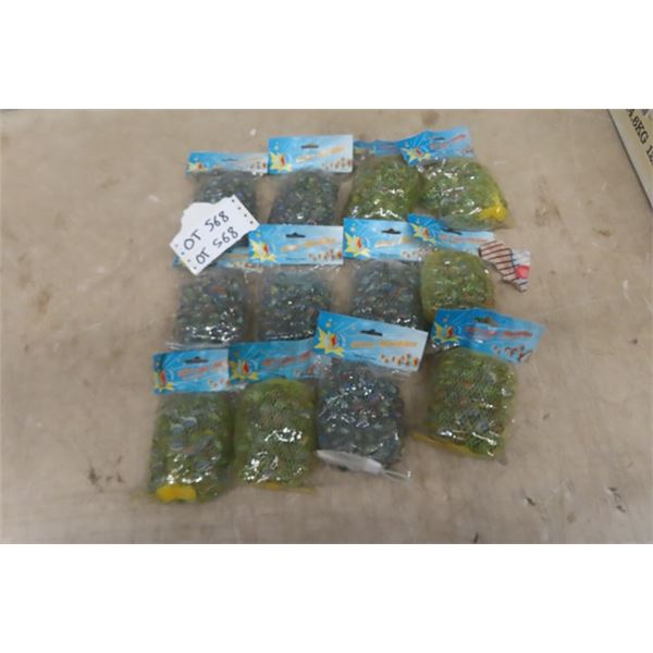 12 Packages of 100 Glass Marbles - 1200 Total