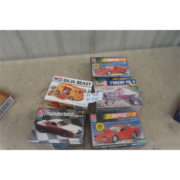 (5) 1:25 Scale Auto Models- 3 Factory Sealed; Baja Van, Ford Thunderbird, (2) '92 Camaro, Tweedy Pie
