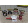 Image 1 : 4 Honey Tins up to 10 lbs, Blue Ribbon Tin, Enamel Pot