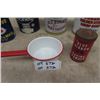 Image 2 : 4 Honey Tins up to 10 lbs, Blue Ribbon Tin, Enamel Pot