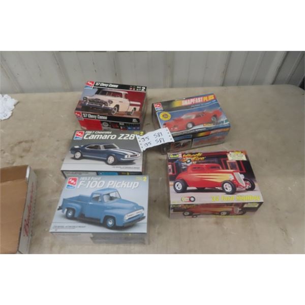 (5) 1:25 Scale Auto Models - 2 Factory Sealed ; '34 Ford Highboy,'53 Ford Pick Up, '67 Camaro, '57 C