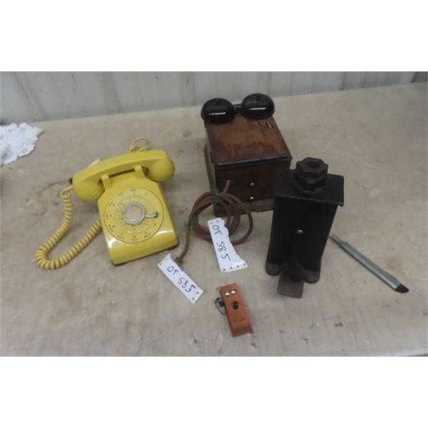 North Wood Phone, Rotary Phone + Metal Telegraph Foot Control