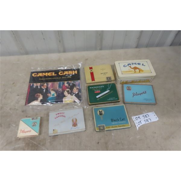 Camel Cigarette Tin Full of Poker Chips + Magazine & 6 Cigarette Tins