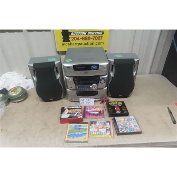 RCA Stereo 5 Disc Changer , Cassette AM/FM + 6 CDs