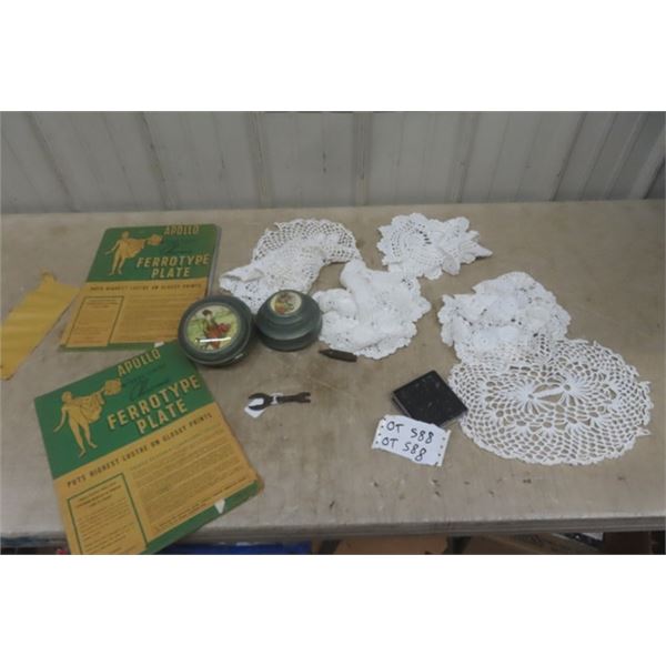 Doillies, Musical Powder Puff, Telephone Wrench, Cigarette Holder, (2) Apollo Mirror with Packages