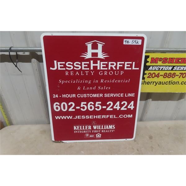 Jesse Herful Realty Metal 2 Sided Sign 20" x 24"  & 2 More Signs - Foreclosure + Phone #