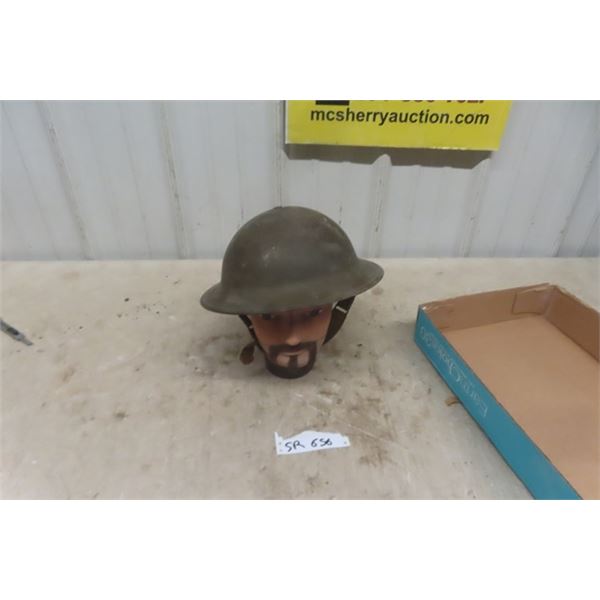 Canadian Military Helmet with Leather Inside Inlay + Strap 