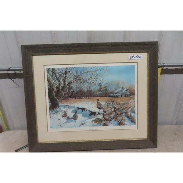 Framed Print Limited Edition Winter Forage by Wayne Willis- Signed 28"×34"