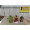 Image 1 : 3 Coal Oil Lamps with Chimneys 