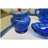 Image 2 : 7 pcs Cobalt Glassware: Mustard Pot, Measuring Cup, Banana Split  Dish, Cream + Sugar Pair  plus mor
