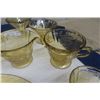 Image 2 : 11 pc Madrid Depression Glass: Sandwich Plate, Butter Bottom, Cream + Sugat Pair,  6 Glasses- 5 Good