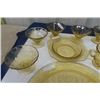 Image 5 : 11 pc Madrid Depression Glass: Sandwich Plate, Butter Bottom, Cream + Sugat Pair,  6 Glasses- 5 Good