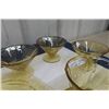 Image 6 : 11 pc Madrid Depression Glass: Sandwich Plate, Butter Bottom, Cream + Sugat Pair,  6 Glasses- 5 Good