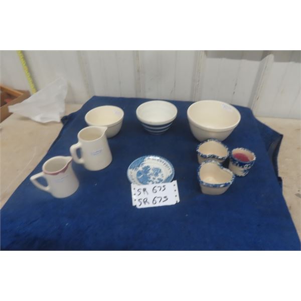 Pudding Bowls, Iron Stone Pitchers, Schwepps Plate plus more