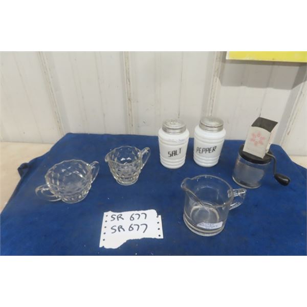 Salt + Pepper Shakers, Cream + Sugar Pair, Chopper, Measuring Cup