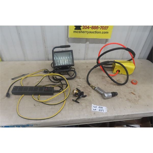 Air Chisel with Foot Control, Halogen Light , Power Bar, Fishing Reel