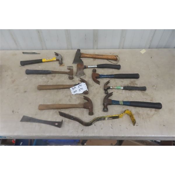 Hammer, Hatchet, Wrecking Bar, East Wing Roofing Hammer plus more