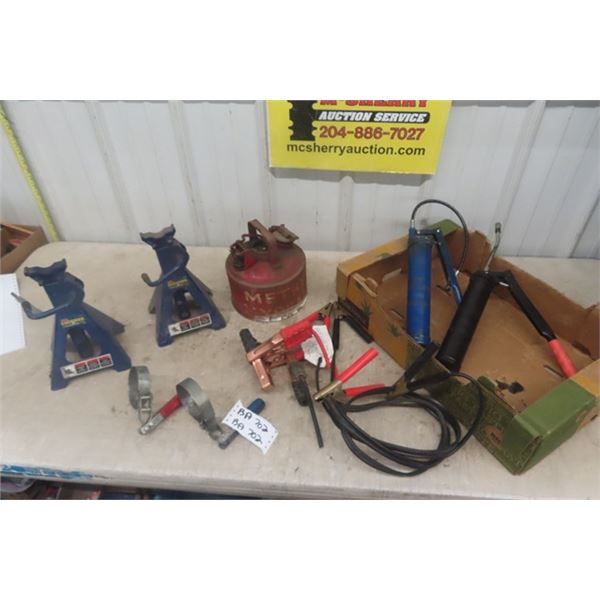 2 Stabilizing Jacks, 2 Grease Guns, Booster Cable, Filter Wrench  plus more