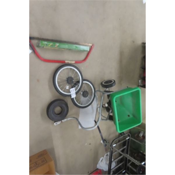 Yard Trailer Fertilizer, Saw, Weed Bar, Tires