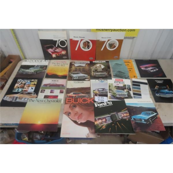 Assorted 1970's + 80's Car Brochures ; Ford, Chevy, Dodge