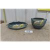 Image 1 : 2 Pieces of Roseville Pottery ; 6" Floral Bowl + 10" Matching Bowl - See Last Picture for Numbers