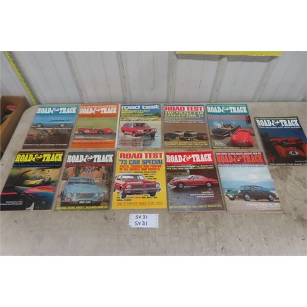 11 Vintage Auto Magazines; Road +  Track, Road Test Magazines - 1960's + 70's 