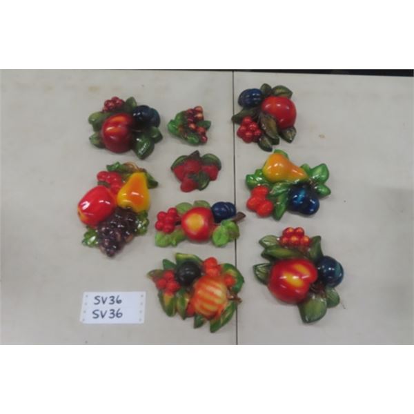 9 Pieces of Assorted Chalkware Fruit