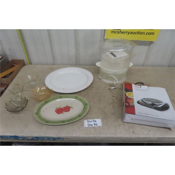 Single Burner Cook Top, Food Steamer, 2 Platters, Nesting Bowls