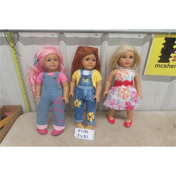 3 American Girl 18" Dolls - New Without Boxes - 2 with Tattoos