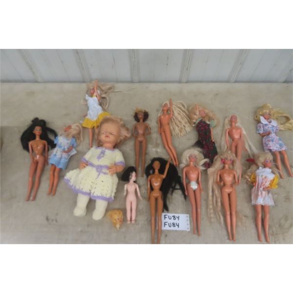 Box of Assorted Naked Barbies - 12 Total , Plus a couple Other Dolls