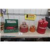 Image 1 : 3 Metal Gas Cans + Coleman Cook Stove