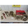 Image 1 : 3 Pipe Wrenches, Strap, Box of Chainsaw Chain