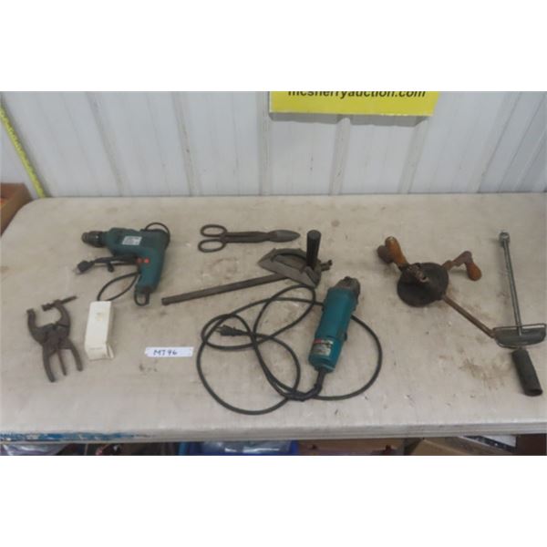 1/2" Corded Impact Drill, Makita Corded Disc Grinder, Hand Saw, Torque Wrench, plus more 