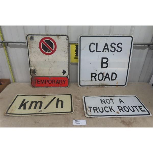 4 Assorted Street Signs - Largest - 24" x 24" 