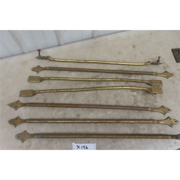 7 Brass Rods - Could be Used for Towel Rack or Curtain Rods - Longest 33" 