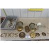 Image 1 : 2 Brass Light Fixtures, Lamp Parts, Letters plus more 