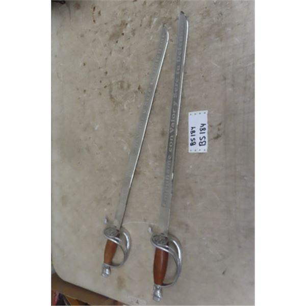 2 Wall Hanger Swords - 24" Blade