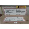 Image 1 : 2 Military Metal Signs ; 'No Trespassing' + ' Unauthorized Entry Prohibited' - Largest 15.5" x 45.5"
