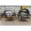 Image 1 : Pair of Heavy Duty Round 'Orbit'  Buffet Servers 20" Wide 20" Tall - 1 is Missing Pan
