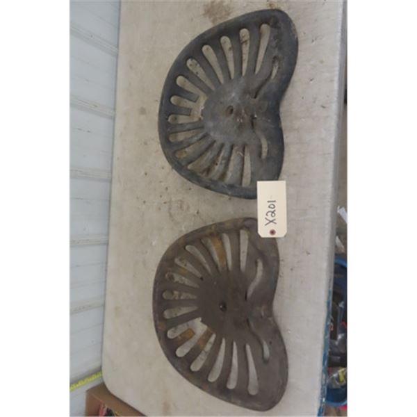 2 Antique Cast Iron Tractor Seats